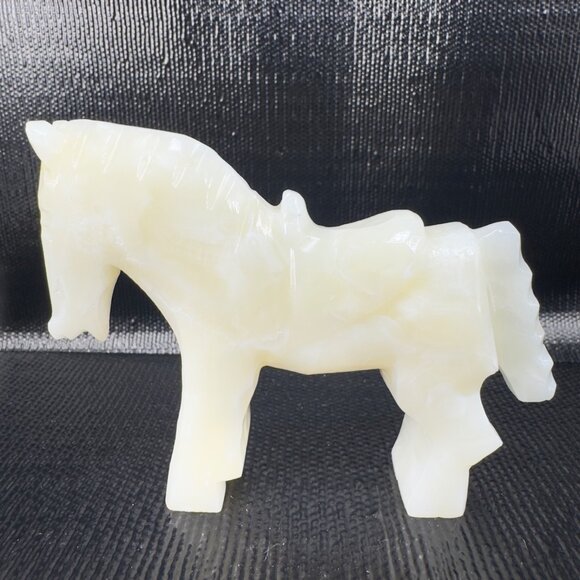 Vintage Hand Carved Marble Stone Heavy Donkey Horse Paperweight Figurine Decor - Picture 1 of 11